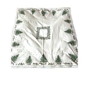 Nikko Christmas Tablecloth Trees Holly Stars Presents 54 x 52" Square